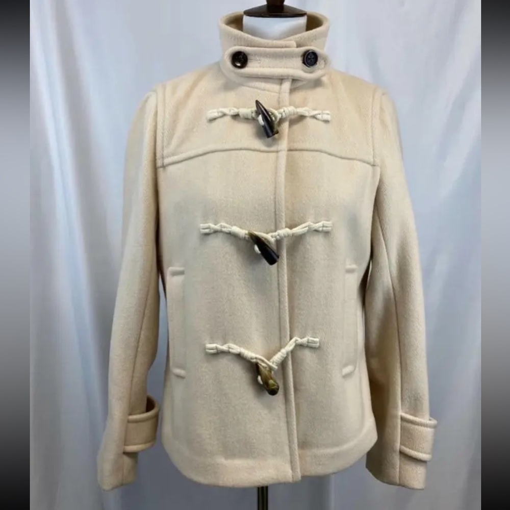 BANANA REPUBLIC Women's $229 Cream Colored Wool Blend Button Jacket Sz M